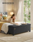 SONGMICS Folding Linen Look Storage Ottoman Bench with Legs – Ink Black