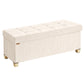SONGMICS PU Leather Folding Storage Ottoman Bench with Padded Seat – Light Warm White
