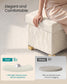 SONGMICS PU Leather Folding Storage Ottoman Bench with Padded Seat – Light Warm White