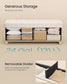SONGMICS PU Leather Folding Storage Ottoman Bench with Padded Seat – Light Warm White