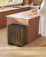 SONGMICS Dual Compartment Kitchen Trash Can with Airtight Hinged Lids – Dark Walnut