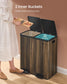 SONGMICS Dual Compartment Kitchen Trash Can with Airtight Hinged Lids – Dark Walnut