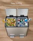 SONGMICS Double Compartment Stainless Steel Trash Can for Recycling – Silver