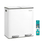 SONGMICS Double Compartment Stainless Steel Trash Can for Recycling – White