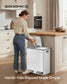 SONGMICS Double Compartment Stainless Steel Trash Can for Recycling – White