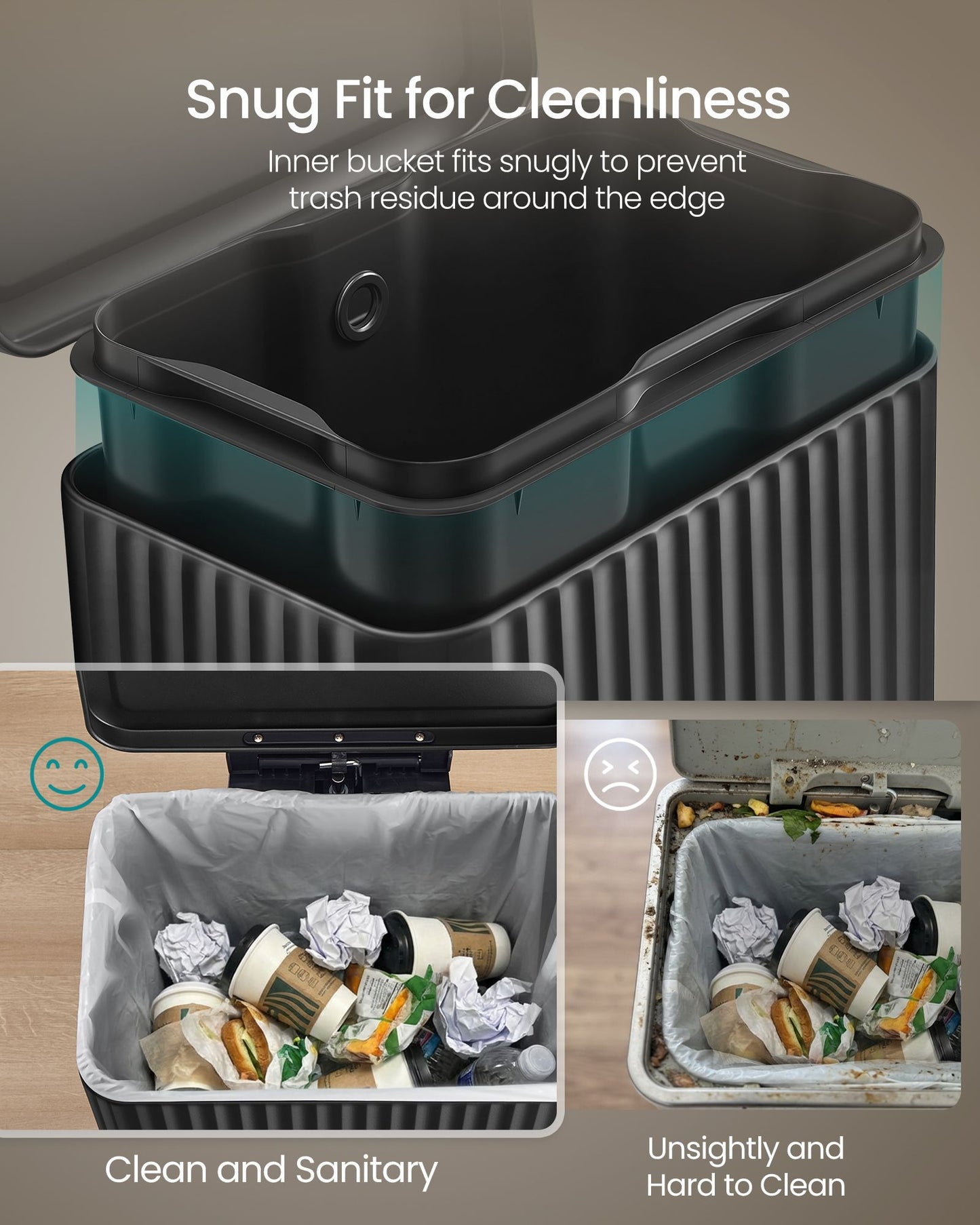 SONGMICS 30 L Black Stainless Steel Pedal Bin with Soft Close Lid – Ink Black