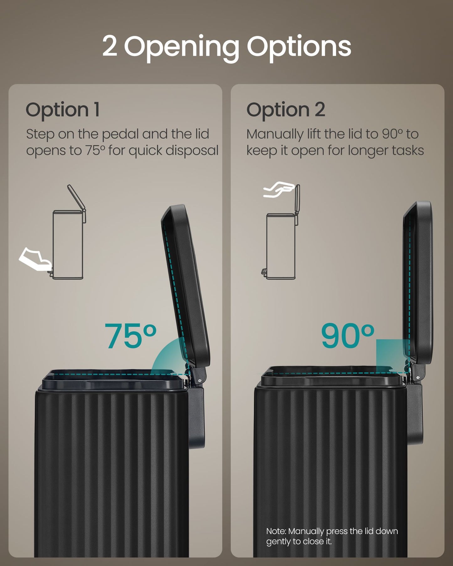SONGMICS 30 L Black Stainless Steel Pedal Bin with Soft Close Lid – Ink Black