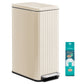 SONGMICS Slim Stainless Steel Trash Can with Lid – Light Warm White