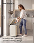 SONGMICS Slim Stainless Steel Trash Can with Lid – Light Warm White
