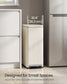 SONGMICS Slim Stainless Steel Trash Can with Lid – Light Warm White