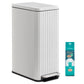 SONGMICS Slim Stainless Steel Trash Can with Lid – White