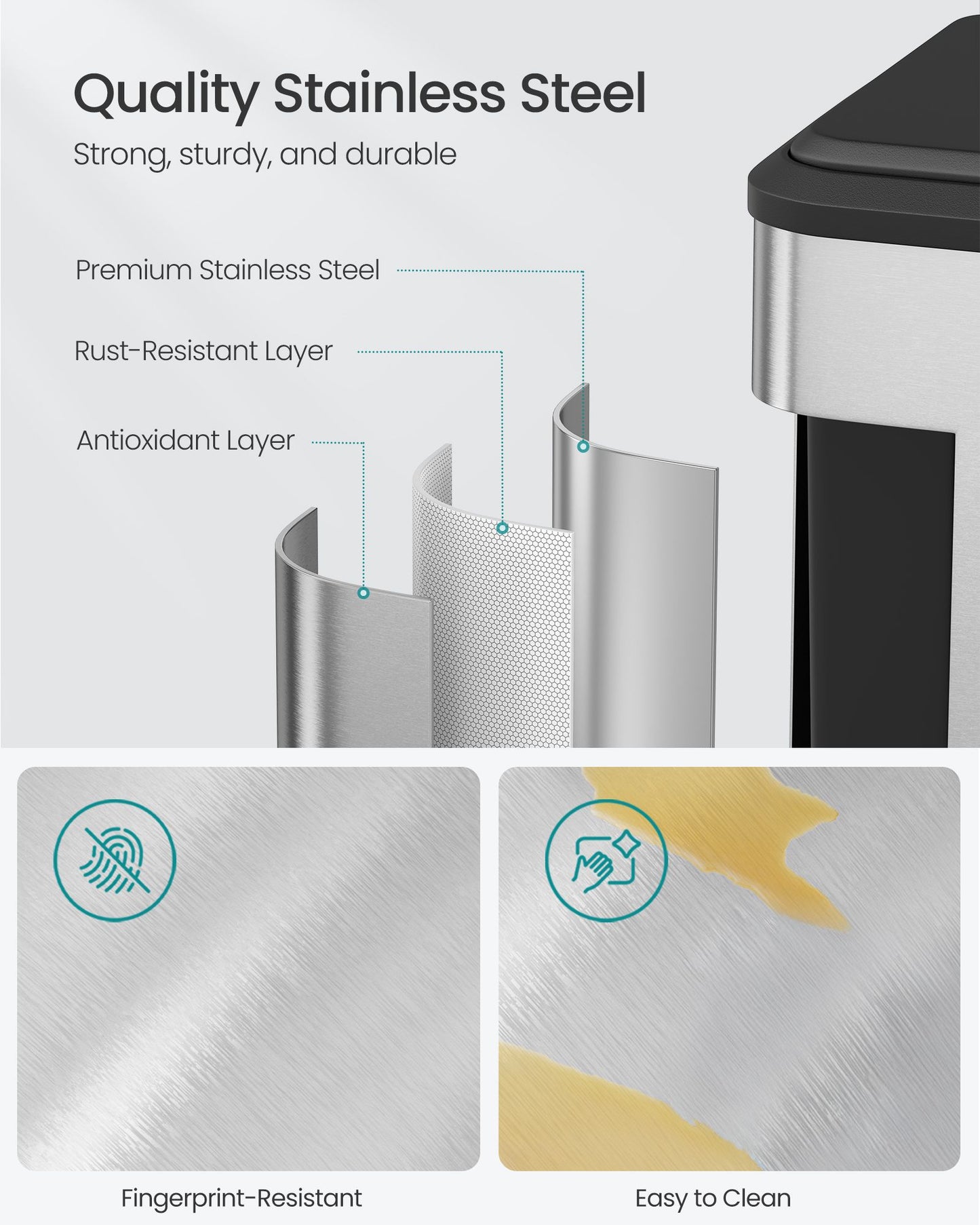 SONGMICS Kitchen Bin, 2 X 8 Gal. (2 X 30 L) Double Rubbish Bin for Recycling and Waste