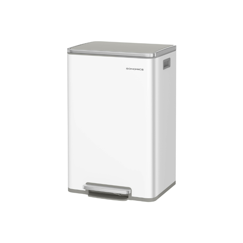 SONGMICS 13-Gallon Trash Can with Soft-Close Lid – Cloud White