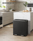 SONGMICS Dual Compartment Kitchen Trash Can with Airtight Hinged Lids – Black