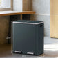 SONGMICS Dual Compartment Kitchen Trash Can with Airtight Hinged Lids – Greenish-Gray