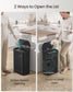 SONGMICS 13-Gallon Motion Sensor Trash Can, Soft Close, Dual Open, Stainless Steel, Ink Black