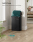 SONGMICS 13-Gallon Motion Sensor Trash Can, Soft Close, Dual Open, Stainless Steel, Ink Black