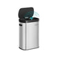 SONGMICS 13-Gallon Motion Sensor Trash Can, Stainless Steel, Soft Close, Dual Open, Silver & Black – Metallic Silver, Ink Black