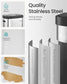 SONGMICS 13-Gallon Motion Sensor Trash Can, Stainless Steel, Soft Close, Dual Open, Silver & Black – Metallic Silver, Ink Black