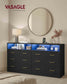 SONGMICS Dresser for Bedroom, LED Lights, Power Strip, 12 Drawers, Ink Black, 15.8 X 63 X 32 in