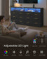 SONGMICS Dresser for Bedroom, LED Lights, Power Strip, 12 Drawers, Ink Black, 15.8 X 63 X 32 in
