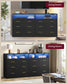SONGMICS Dresser for Bedroom, LED Lights, Power Strip, 12 Drawers, Ink Black, 15.8 X 63 X 32 in