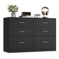 VASAGLE Custos Dresser, 6-Drawer Chest, 15.8 X 46.9 X 30.7 Inches, Ink Black – Cloud White