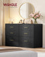 VASAGLE Custos Dresser, 6-Drawer Chest, 15.8 X 46.9 X 30.7 Inches, Ink Black – Cloud White