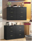VASAGLE Custos Dresser, 6-Drawer Chest, 15.8 X 46.9 X 30.7 Inches, Ink Black – Cloud White