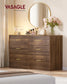 VASAGLE Custos Dresser, 6-Drawer Chest, 15.8 X 46.9 X 30.7 Inches, Walnut Brown – Cloud White