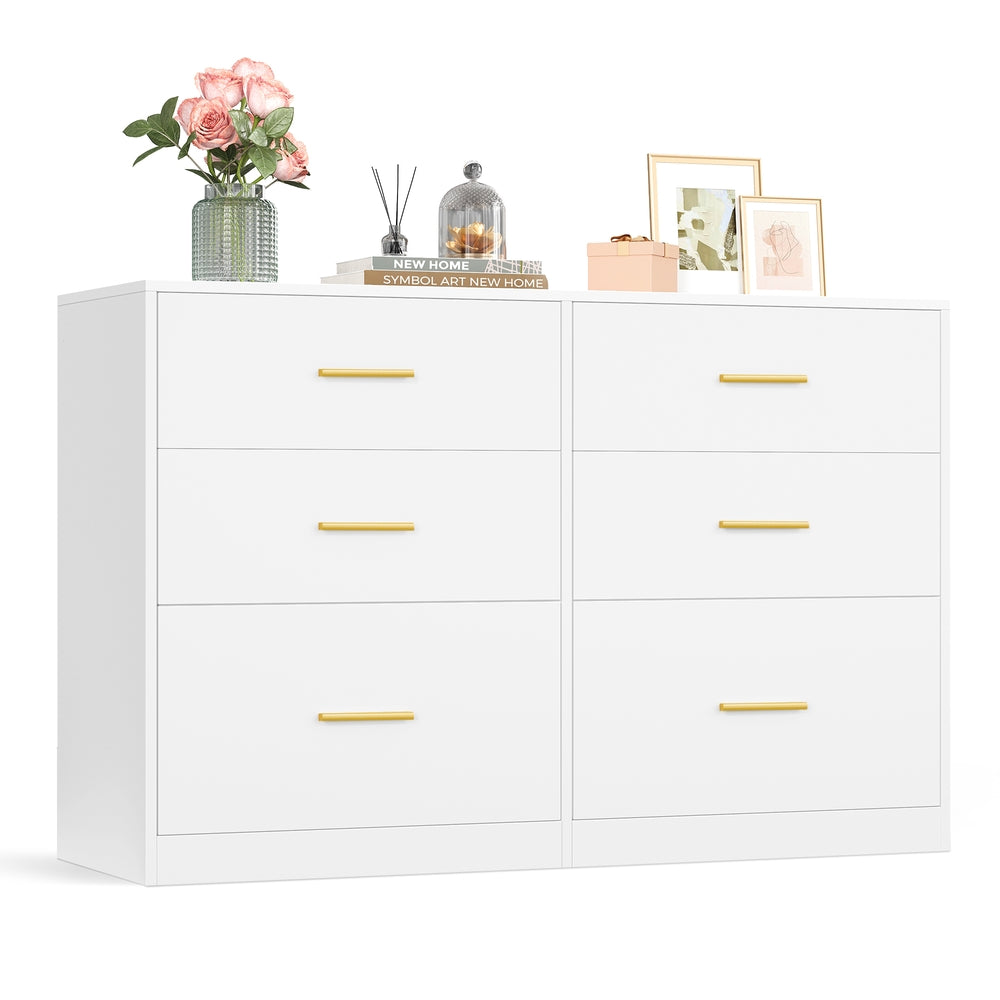 VASAGLE Custos Dresser, 6-Drawer Chest, 15.8 X 46.9 X 30.7 Inches, Cloud White