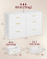 VASAGLE Custos Dresser, 6-Drawer Chest, 15.8 X 46.9 X 30.7 Inches, Cloud White