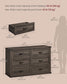 VASAGLE Liry 6-Drawer Dresser – Taupe Brown