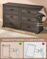 VASAGLE Liry 6-Drawer Dresser – Taupe Brown