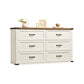 VASAGLE Liry 6-Drawer Dresser – Rustic White