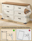VASAGLE Liry 6-Drawer Dresser – Rustic White