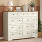 VASAGLE Nine Drawer Dresser with Large Storage Capacity – Cloud White and Warm Brown