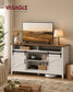 VASAGLE Tall Farmhouse TV Stand – Rustic White and Honey Brown