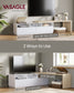 VASAGLE Kailyn TV Stand with Power Outlet – Cloud White, Natural Beige