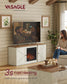 VASAGLE Farmhouse TV Stand with Storage Cabinets and Sliding Barn Doors – Rustic White, Honey Brown – 58"L x 16"W x 24"H
