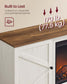 VASAGLE Farmhouse TV Stand with Storage Cabinets and Sliding Barn Doors – Rustic White, Honey Brown – 58"L x 16"W x 24"H