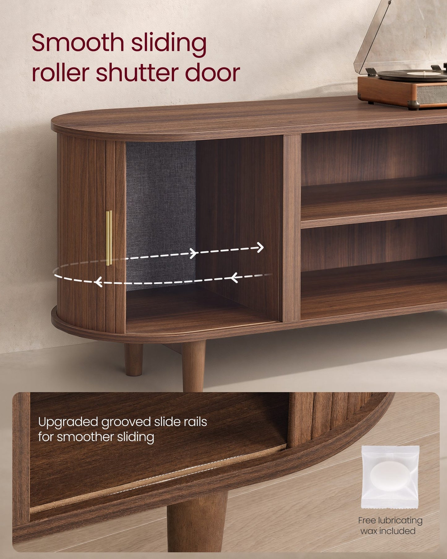 VASAGLE TV Stand for 65-Inch Tvs – Chestnut Walnut