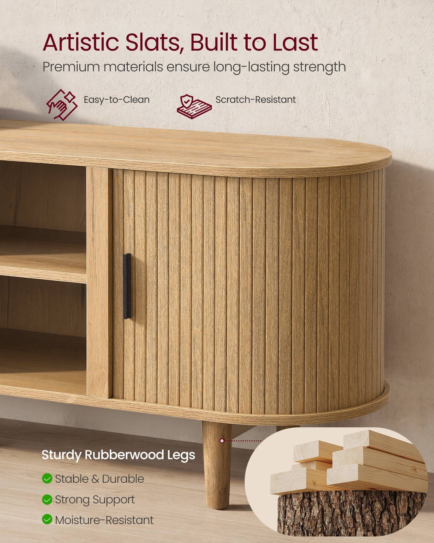 VASAGLE TV Stand for 65-Inch Tvs – Sand Brown