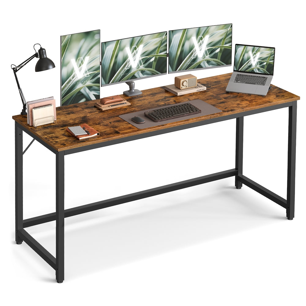 VASAGLE Particleboard Gaming Table with Steel Frame – Rustic Brown, Matte Black