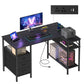 VASAGLE L Shaped Computer Desk with Drawers – Ebony Black and Matte Black – 47.2 x 31.5 x 29.9 inch