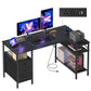 VASAGLE L Shaped Computer Desk with Drawers – Ebony Black and Matte Black – 53.1 x 31.5 x 29.9 inch
