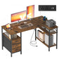 VASAGLE L Shaped Computer Desk with Drawers – Rustic Brown and Matte Black – 53.1 x 31.5 x 29.9 inch