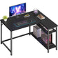 VASAGLE L-Shaped Computer Desk with Reversible Shelves Gaming Set Up, 39.4 X 31.5 X 29.9 in – Ebony Black and Matte Black