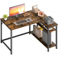 VASAGLE L-Shaped Computer Desk with Reversible Shelves Gaming Set Up, 39.4 X 31.5 X 29.9 in – Rustic Brown and Matte Black
