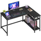 VASAGLE L-Shaped Computer Desk with Reversible Shelves Gaming Set Up, 47.2 X 31.5 X 29.9 in – Ebony Black and Matte Black
